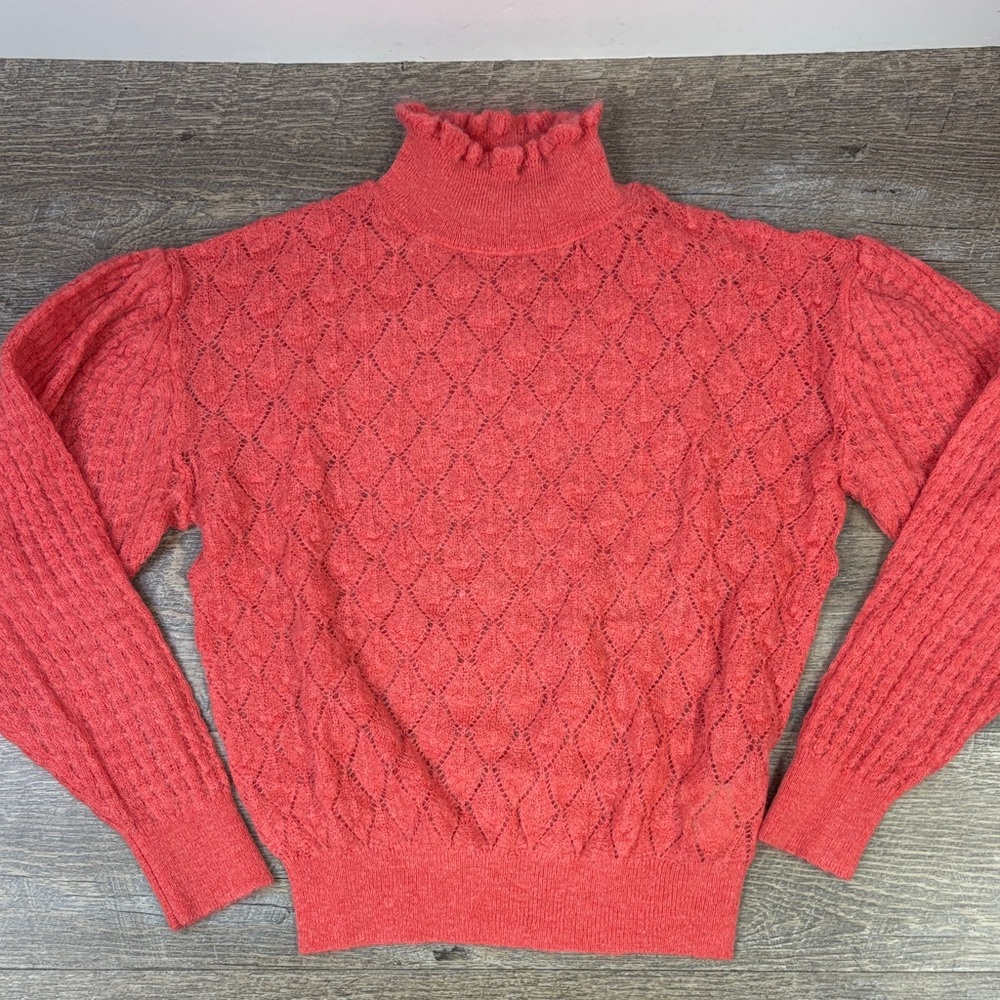 ❤️ Knitted & Knotted Coral Mock Neck Sweater | Size XS